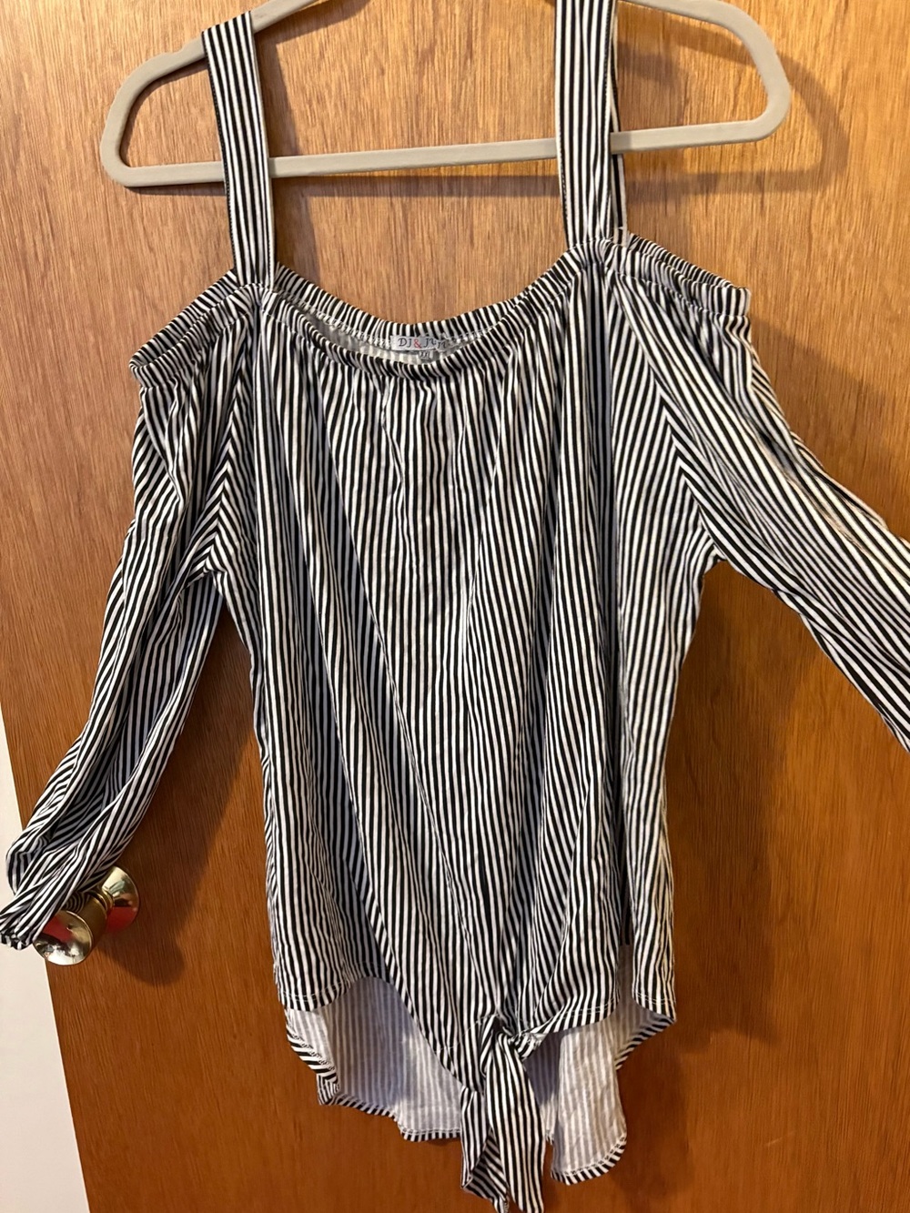 $ BUNDLE ME FOR EVEN MORE SAVINGS Cold-Shoulder Striped Tie-Front Blouse NWOT